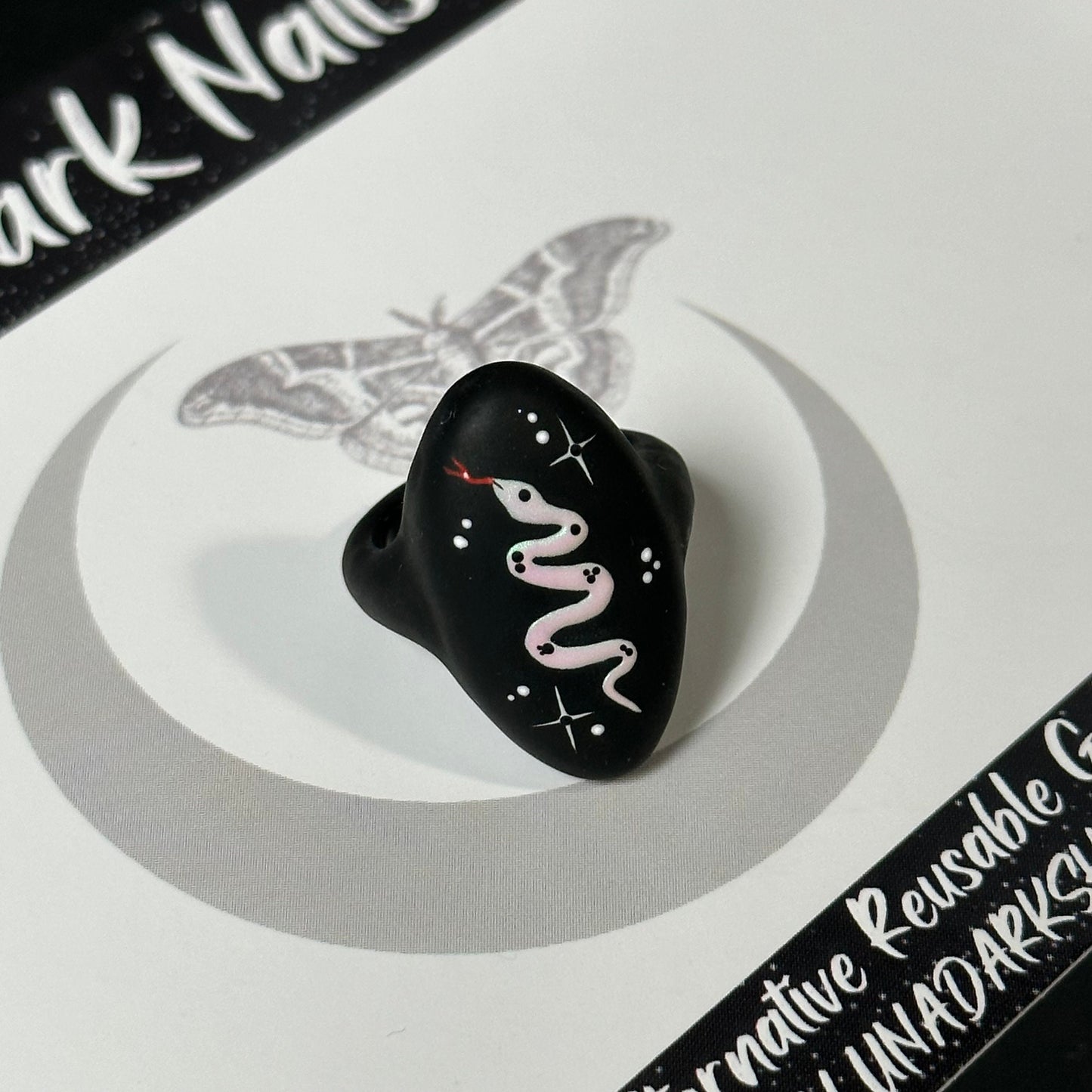Hand Painted Witchy Celestial Snake Ring