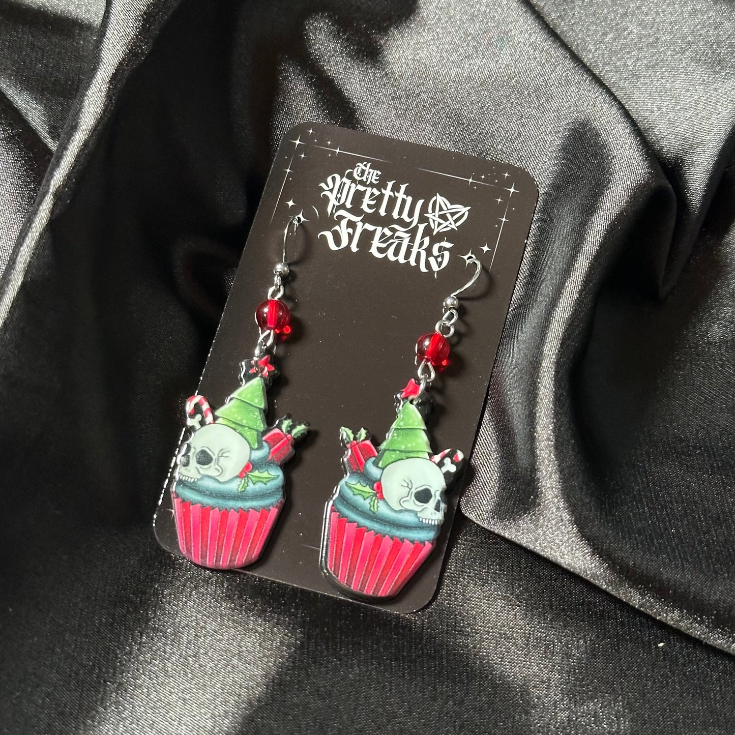 Skull Christm Cupcake Earrings