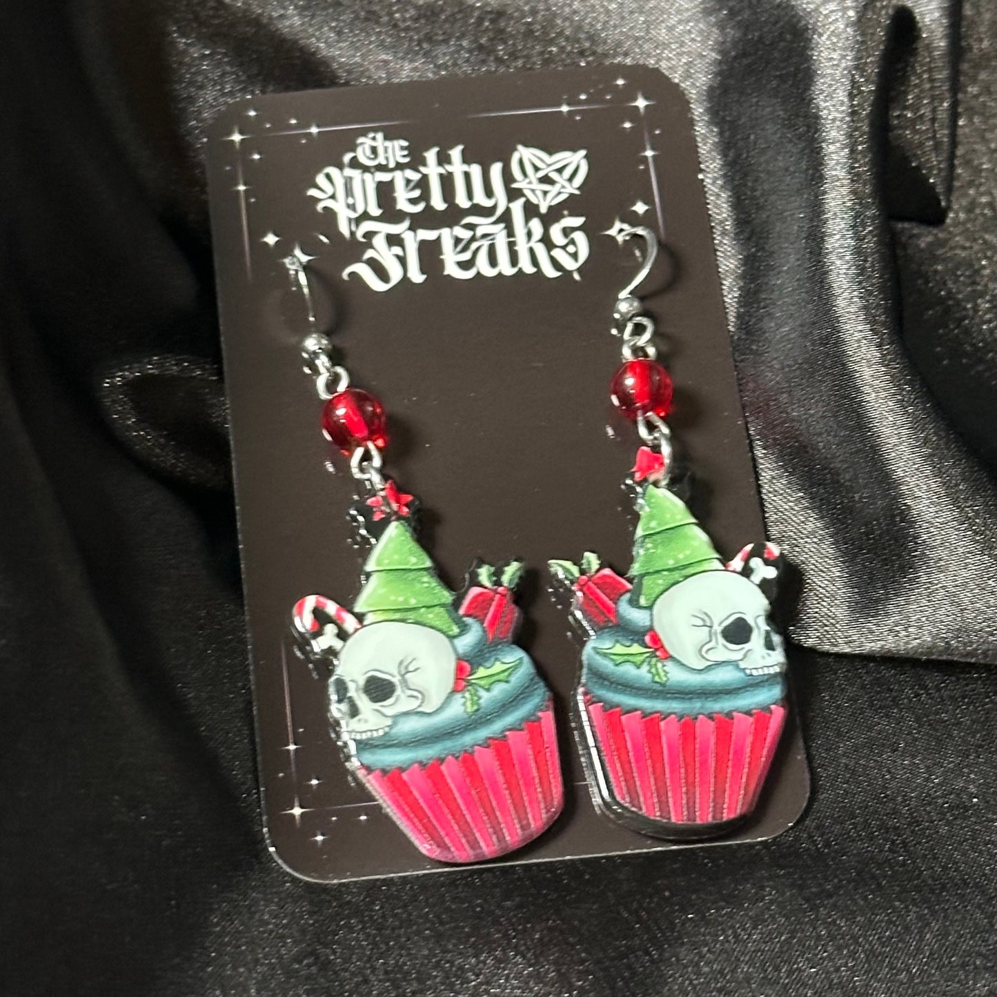 Skull Christm Cupcake Earrings
