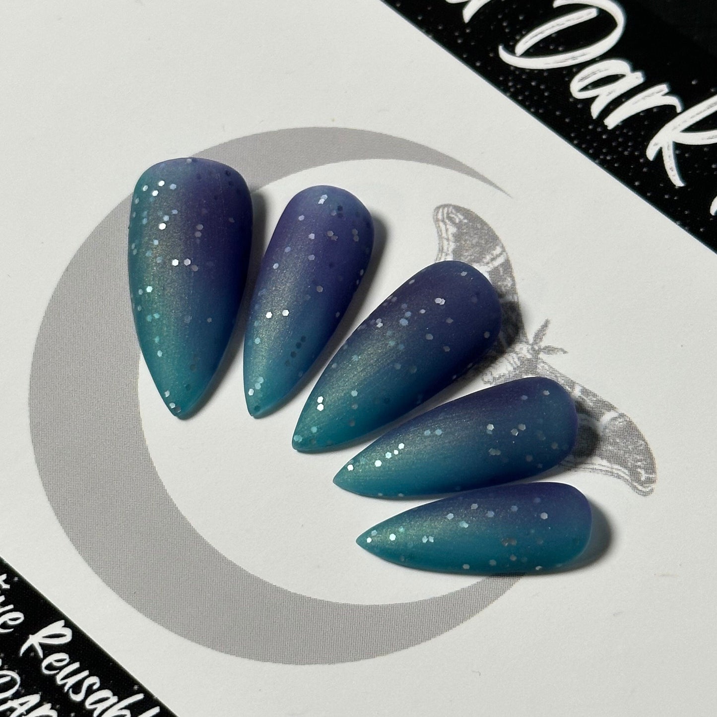 Siren’s Song, Mermaid Glitter, Purple & Green Thermal, Press On Nails, Basic Nails, Custom Gothic Nails, Witchy Nails, Reusable False Nails