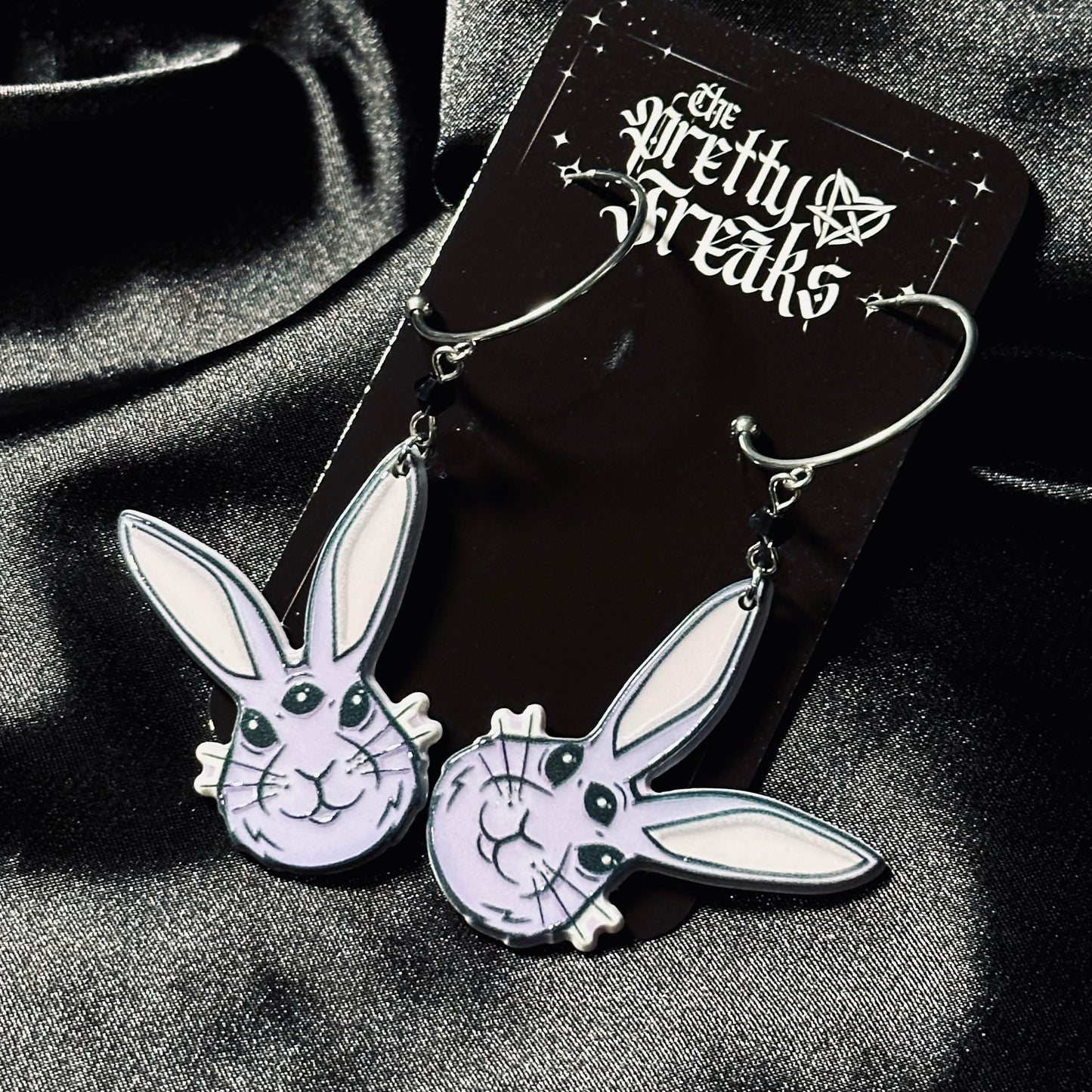 Gothic Alien Bunny Hoop Earrings