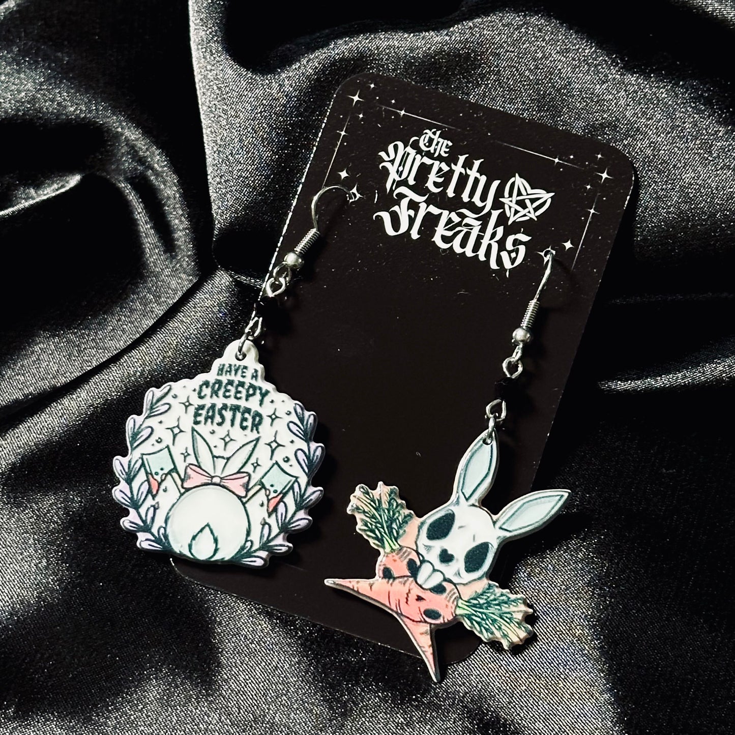 Gothic Easter Mismatched Hoop Earrings