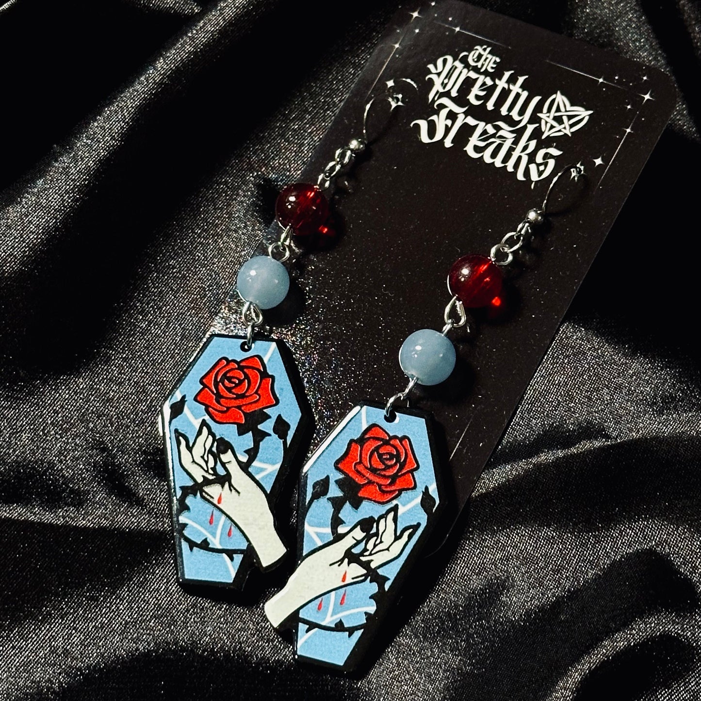 Gothic Rose Coffin Earrings