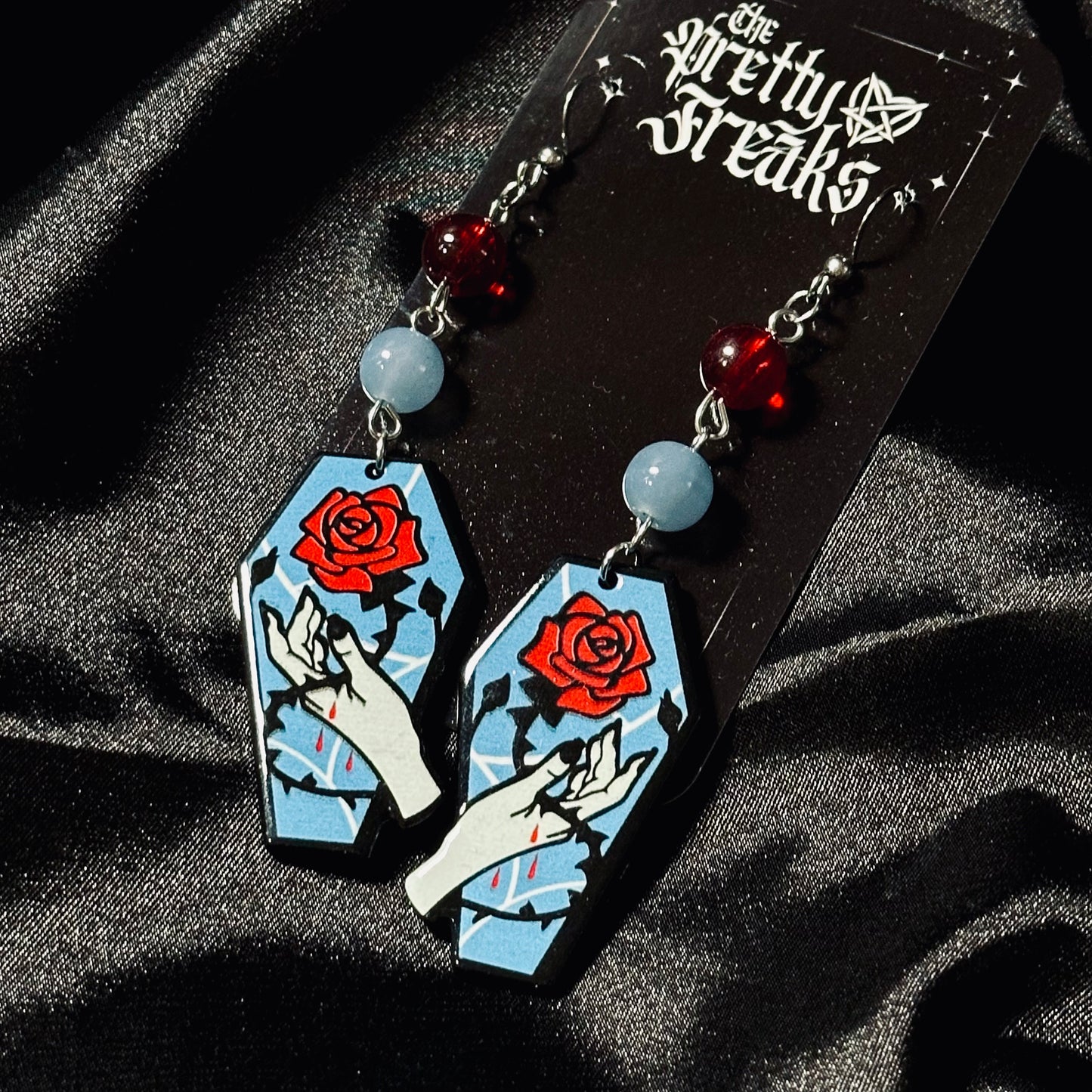 Gothic Rose Coffin Earrings