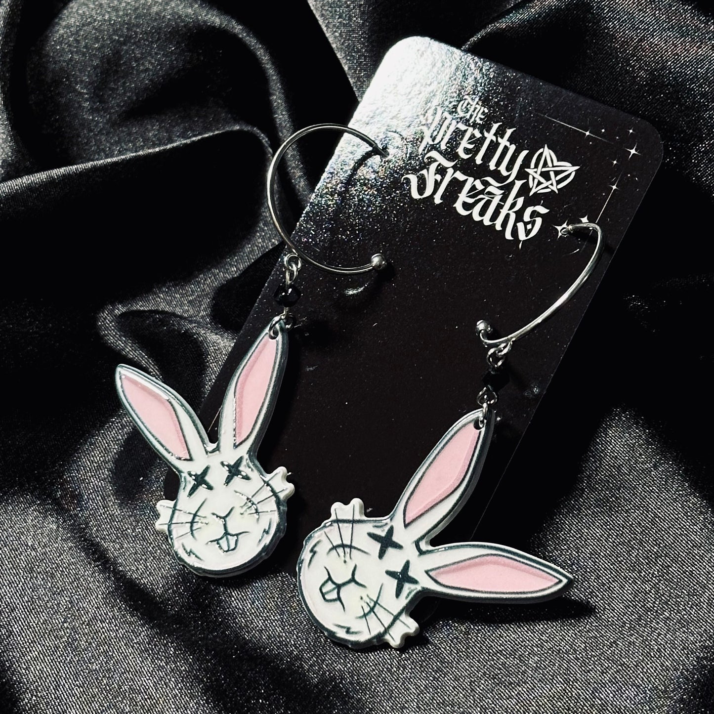 Gothic Easter Bunny Hoop Earrings
