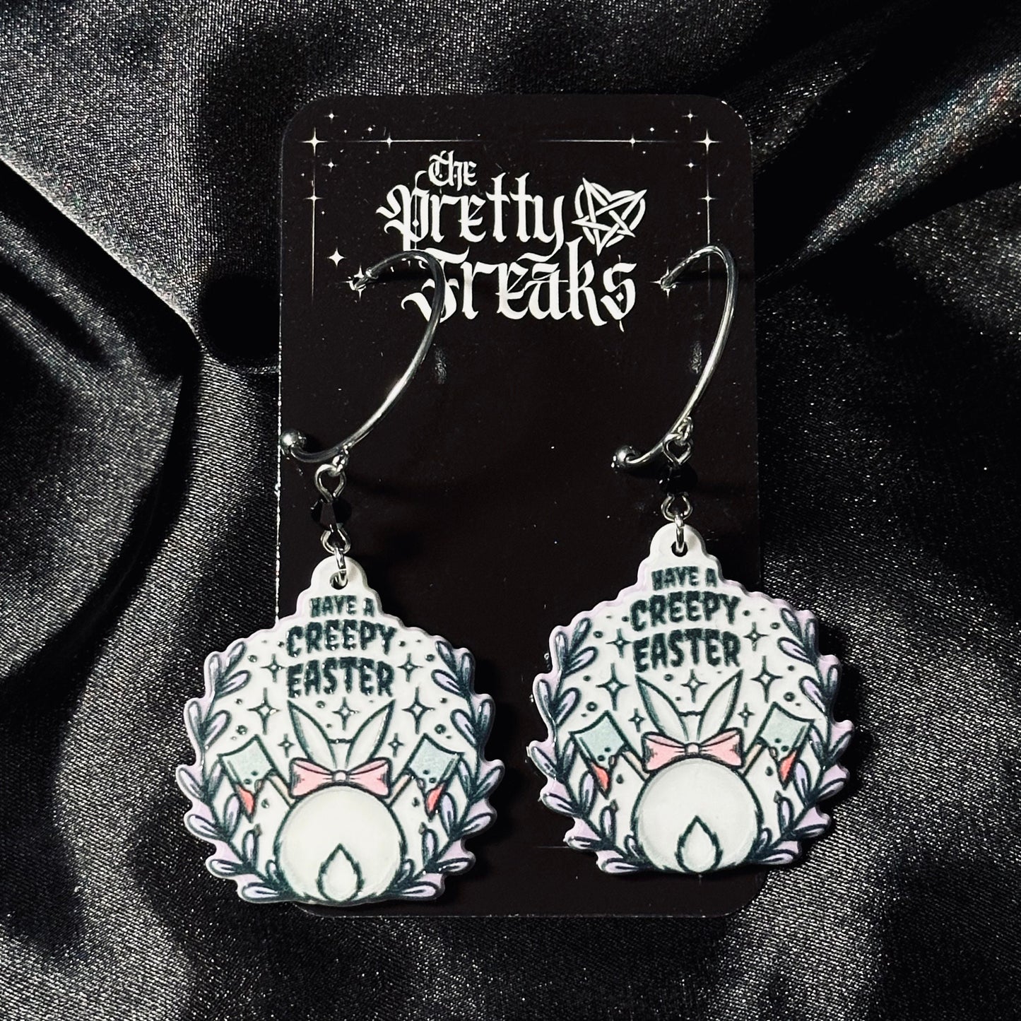 Gothic Creepy Easter Hoop Earrings