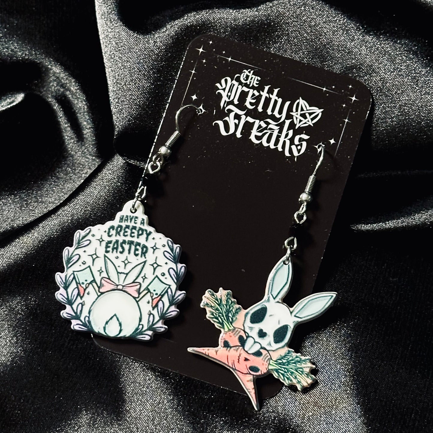 Gothic Easter Mismatched Hoop Earrings