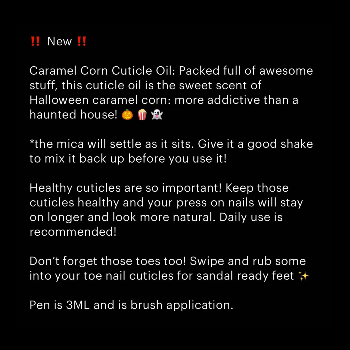 NEW! 3ml Caramel Corn Cuticle Oil