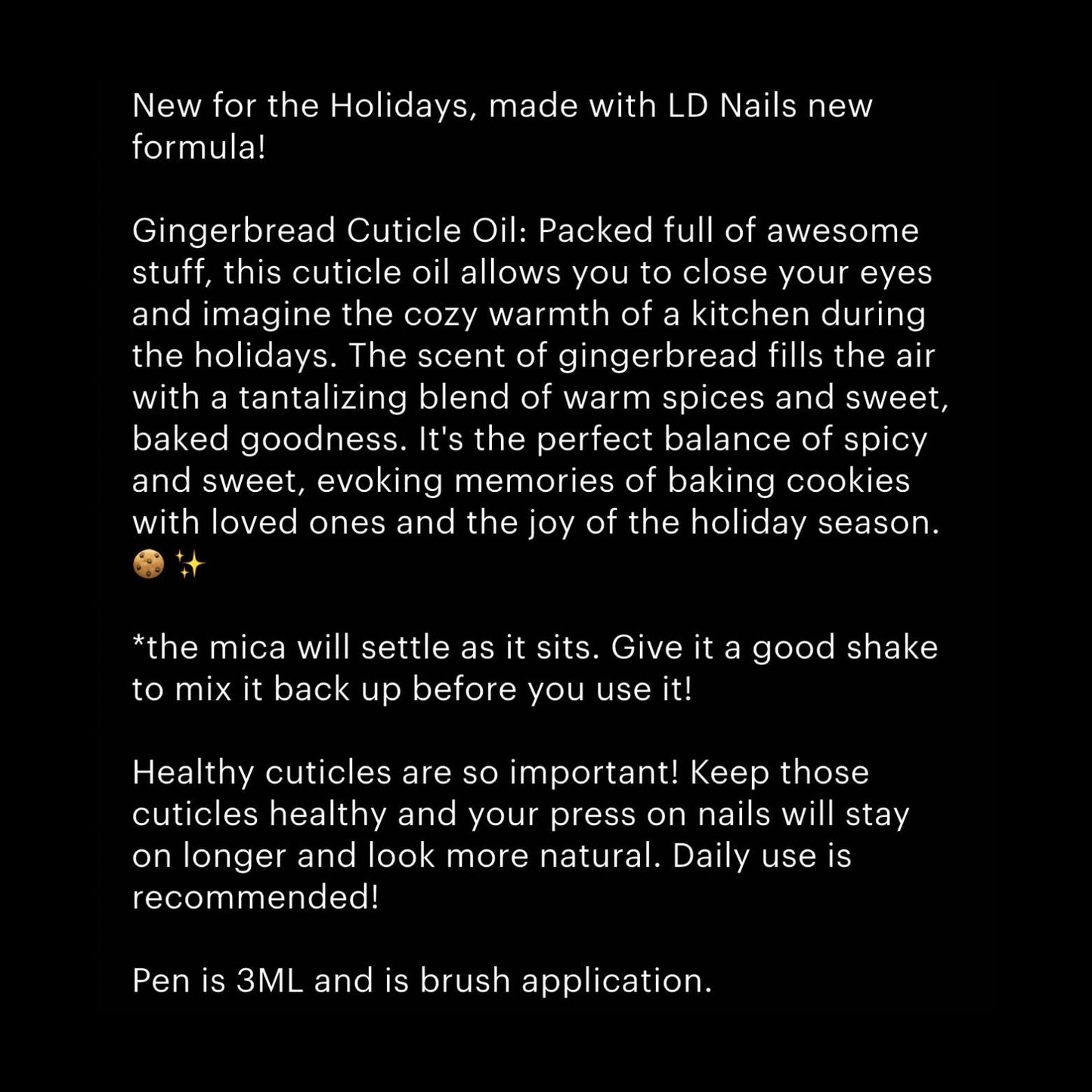 NEW! 3ML Gingerbread Cuticle Oil