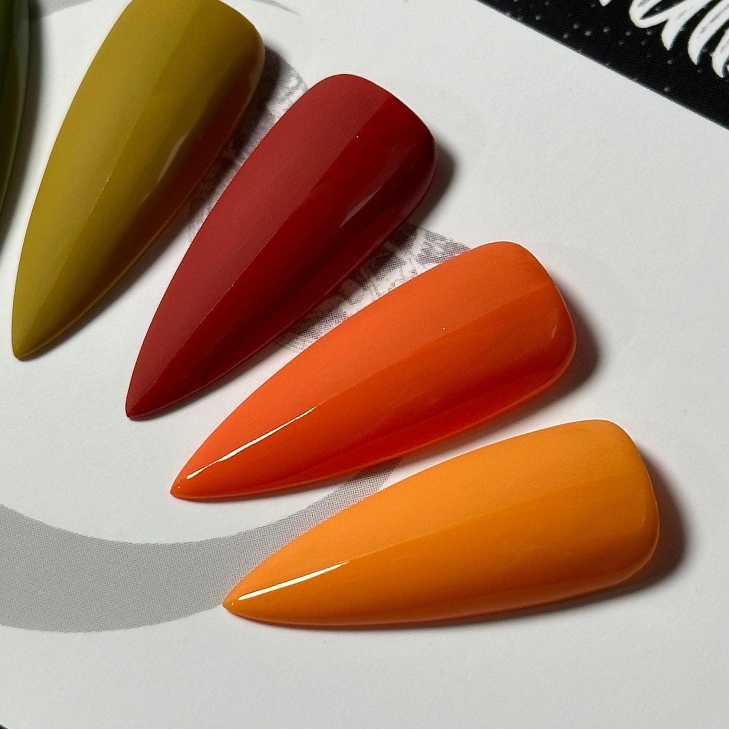 Fallin for Autumn, Orange Red and Green, Single Color Fall Press On Nails, Basic Nails, Gothic Nails, Witchy Nails, Reusable False Nails