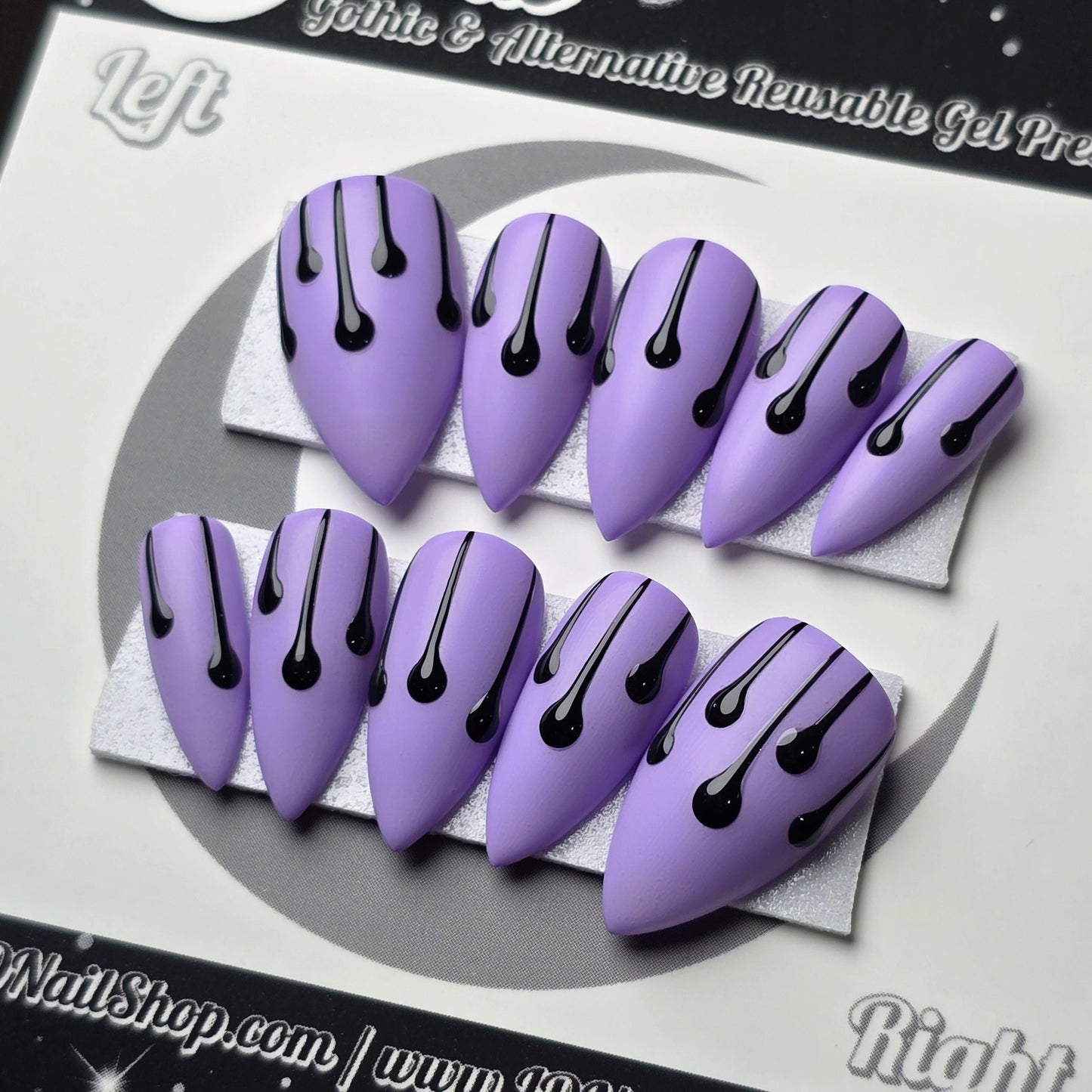 Lilac Drip, 3D Embossed Drip Press On Nails, Gothic Nails, Halloween Press Ons, Witchy Nails, Spooky Fall Nails, Reusable False Nails