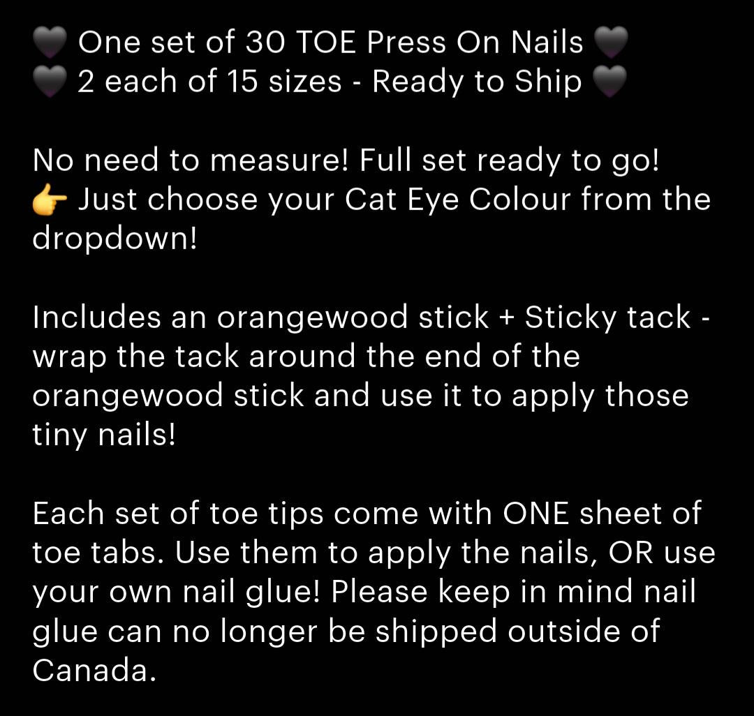 RTS Cat Eye Toe Tips, Toe Press On Nails, Colour Shift Toe Nails, Gothic Press Ons, Witchy Nails, Reusable False Nails, Alternative Nails