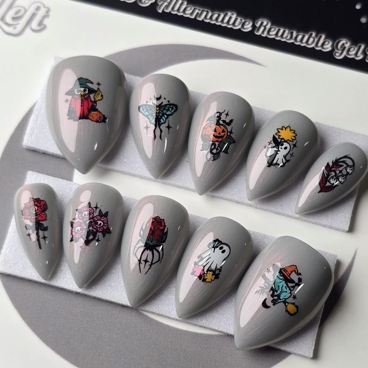 Ghoulish Garden, Gothic Halloween Press On Nails, Spooky Cute Press Ons