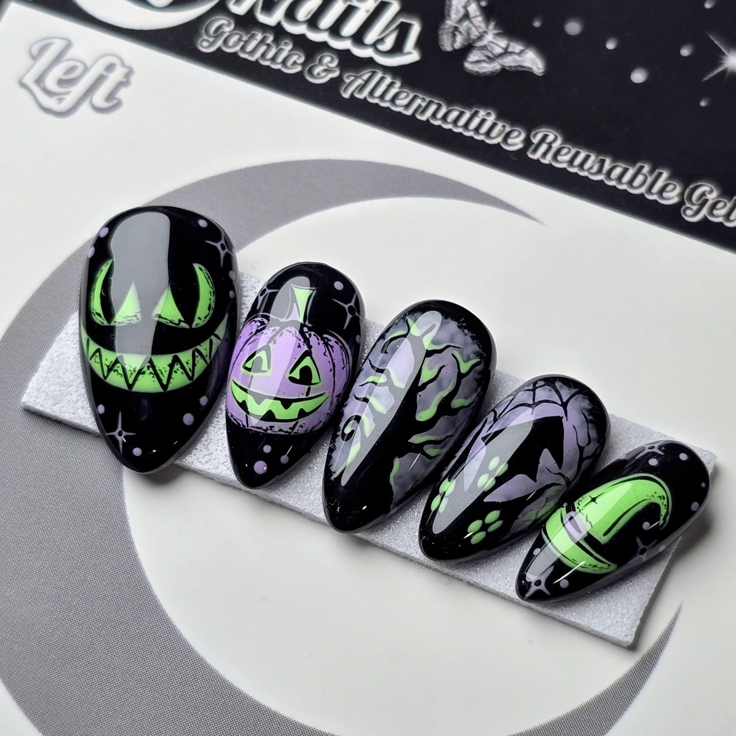 Wicked Wonderland - The Laughing Woods, Gothic Halloween Press On Nails, Spooky Haunted Forest Nails