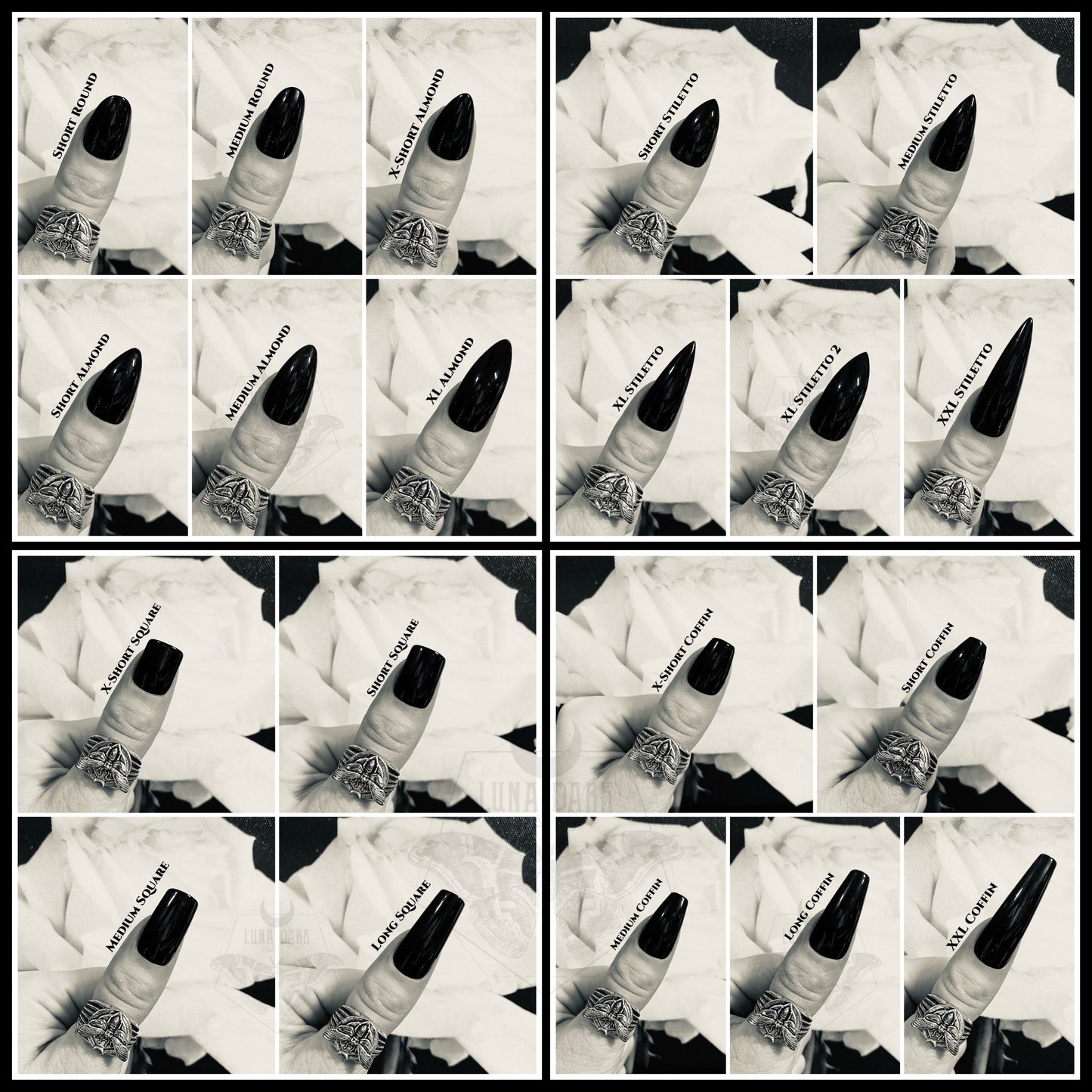 PRESS ON NAILS, Goth Press Ons, Merry Massacre, Horror Christmas, Reusable False Nails, Fake Nails, Press-on Nails, Glue-on Nails