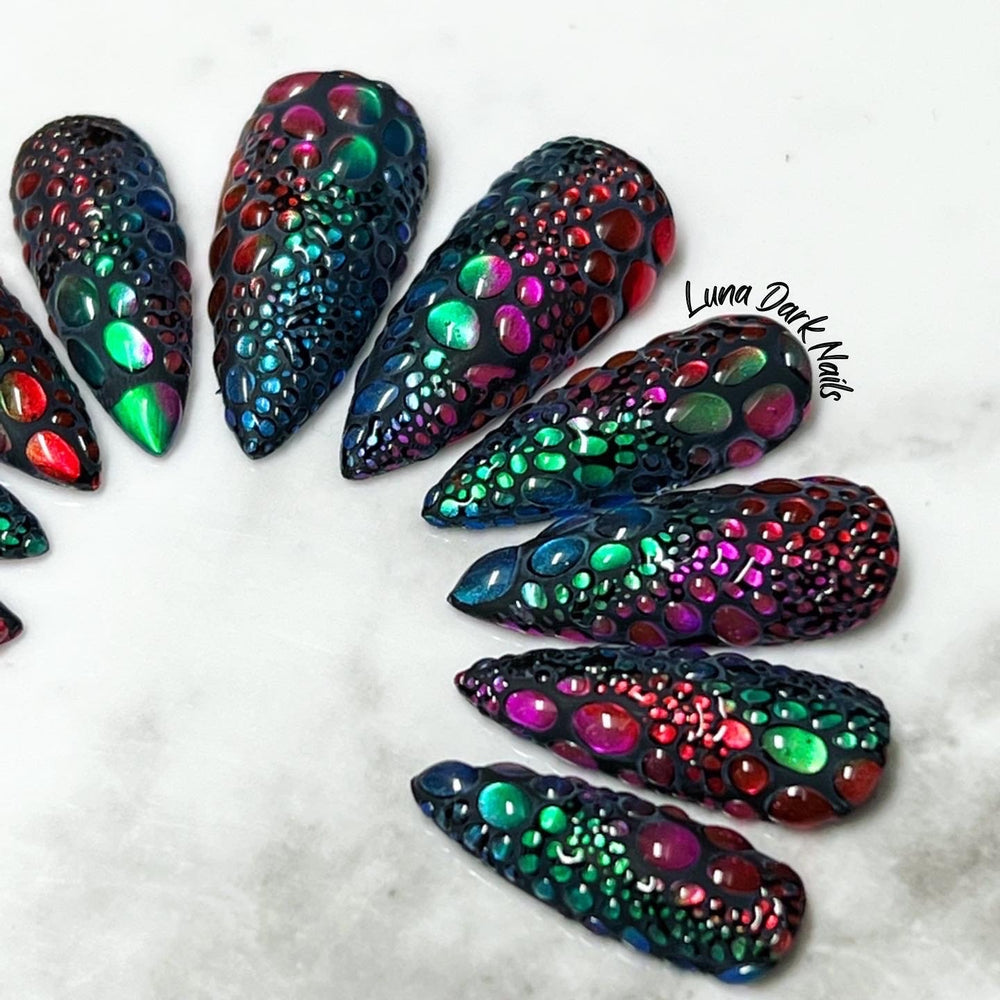 3D Textured Dragon Scale Nails