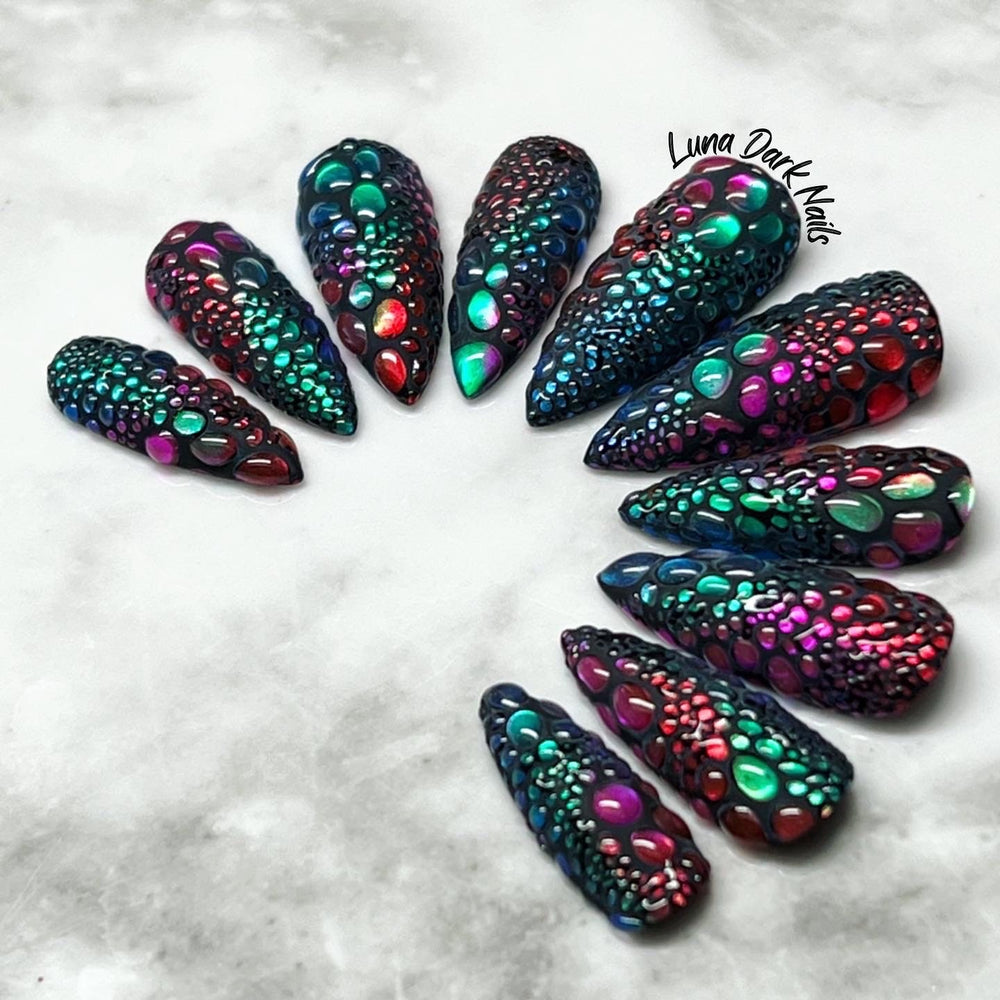 
                      
                        3D Textured Dragon Scale Nails
                      
                    