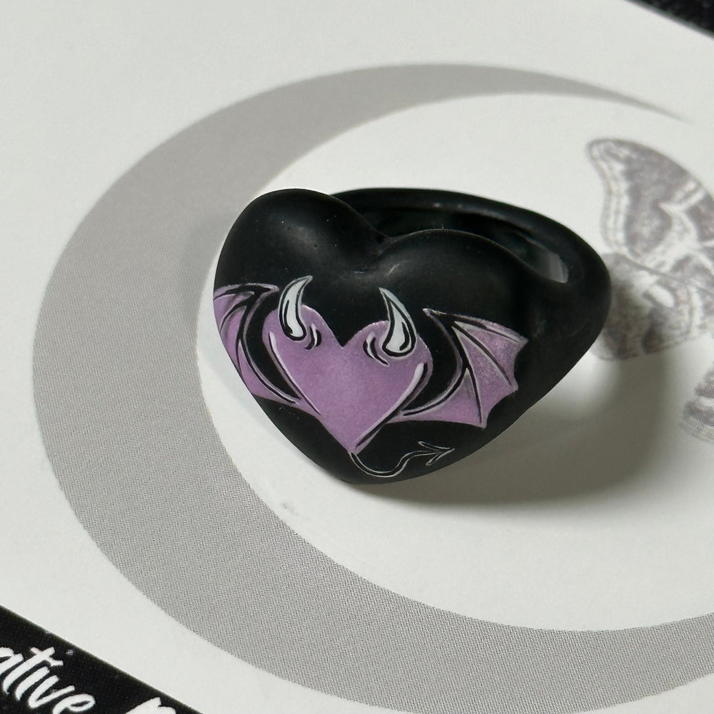 
                      
                        Hand Painted Gothic Heart Succubus Ring
                      
                    