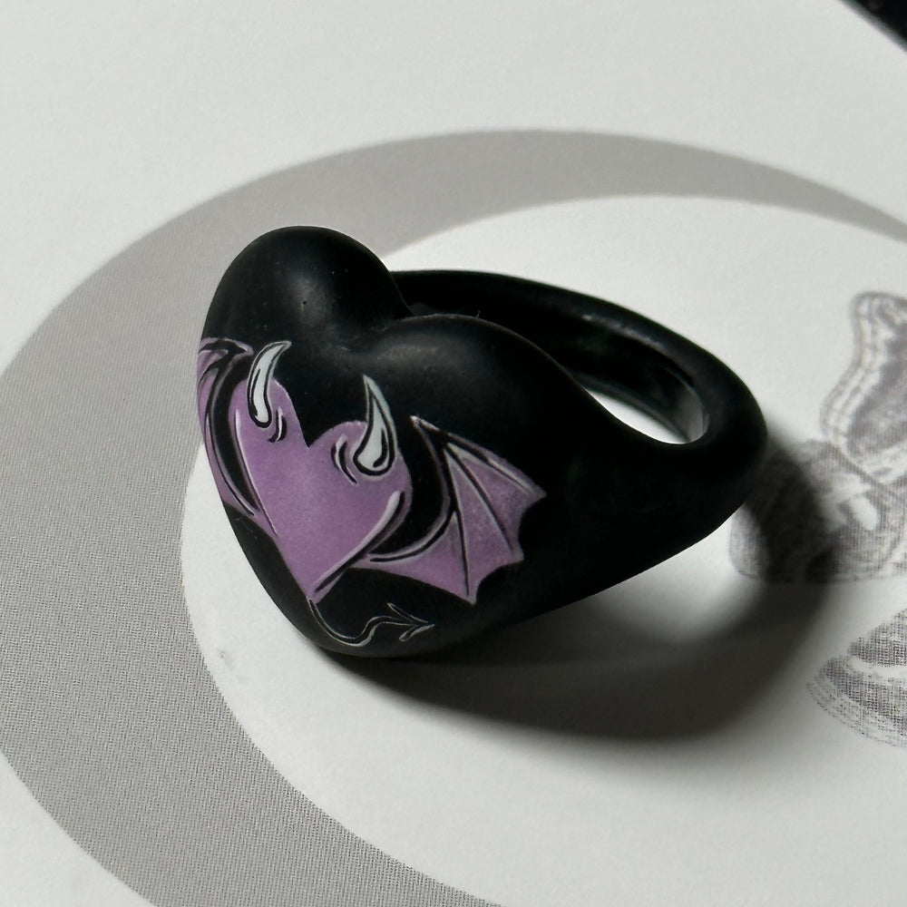 
                      
                        Hand Painted Gothic Heart Succubus Ring
                      
                    