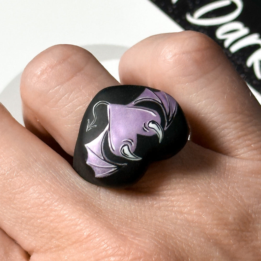 
                      
                        Hand Painted Gothic Heart Succubus Ring
                      
                    