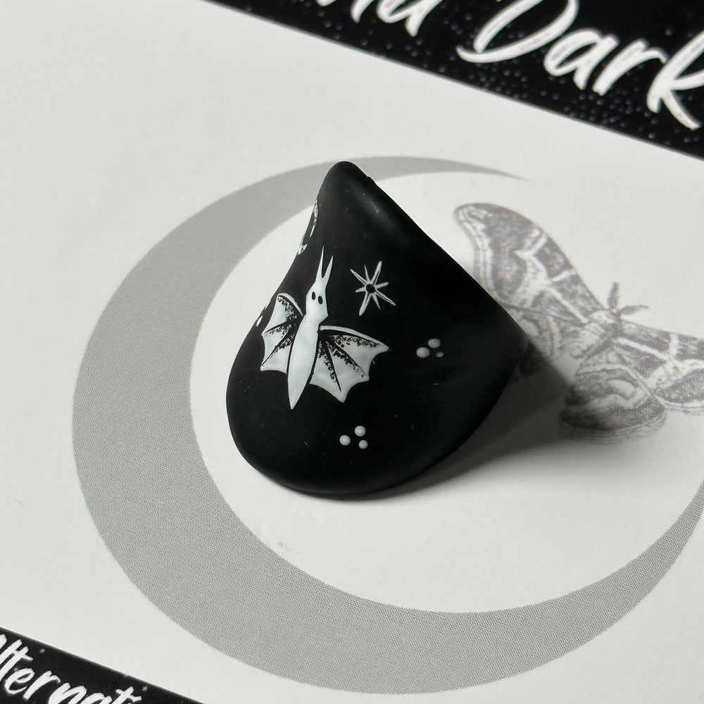 
                      
                        Hand Painted Gothic Halloween Bats Ring
                      
                    