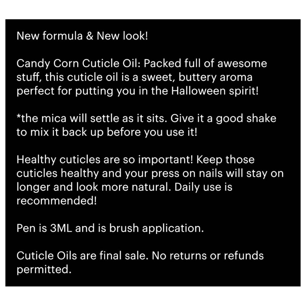 
                      
                        3ml Candy Corn Cuticle Oil
                      
                    