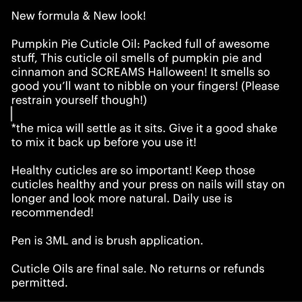 
                      
                        3ml Pumpkin Pie Cuticle Oil
                      
                    