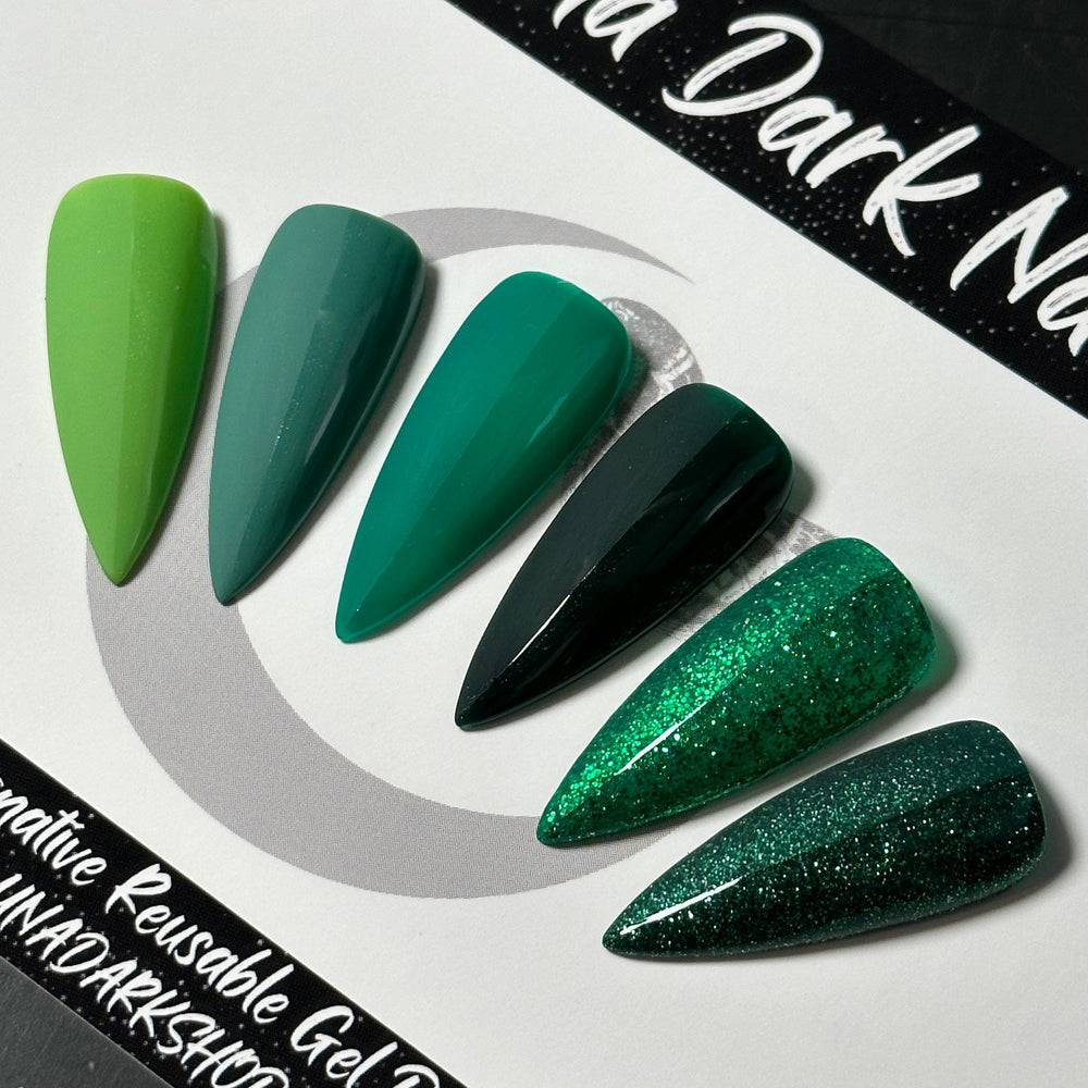 Fall Trends: Greens! Single Color Fall Press On Nails, Autumn Nails, Basic Nails, Custom Gothic Nails, Witchy Nails, Reusable False Nails