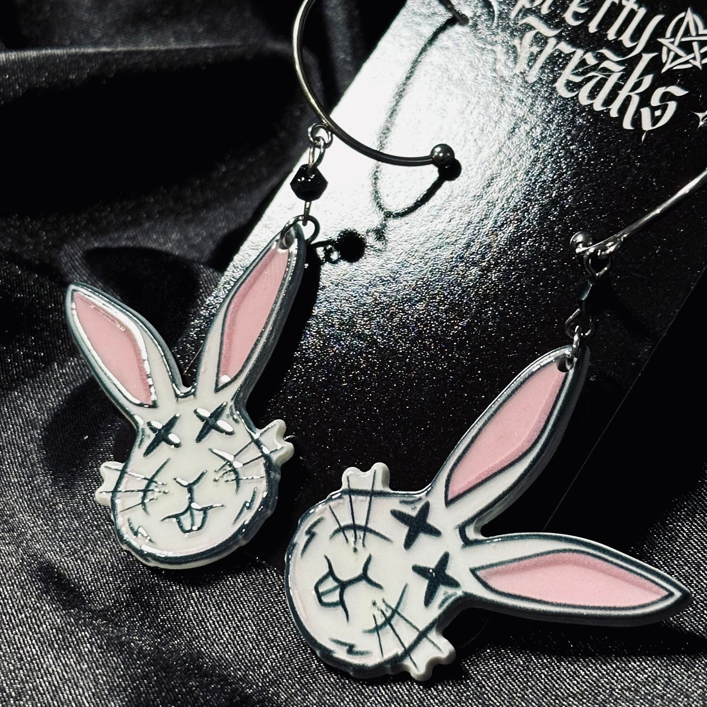 Gothic Easter Bunny Hoop Earrings