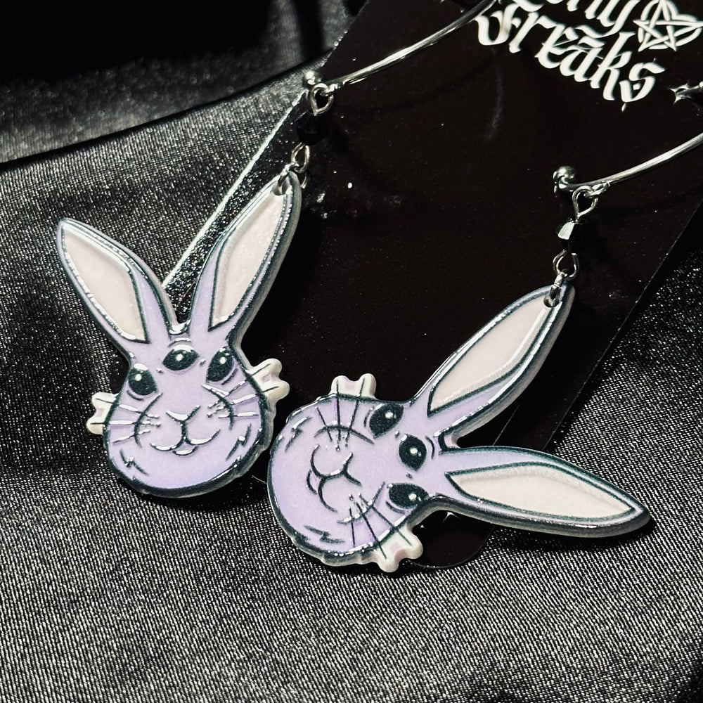 Gothic Alien Bunny Hoop Earrings