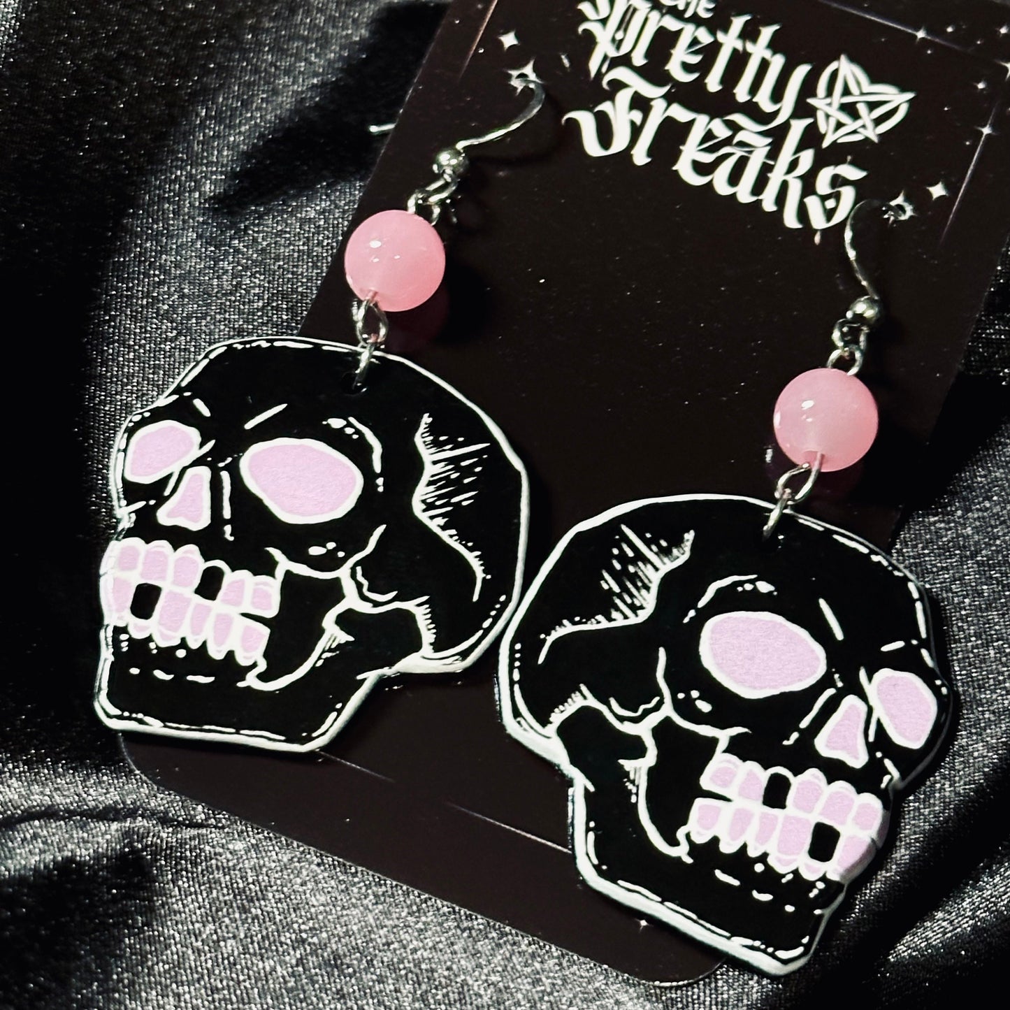 Pink Skull Earrings