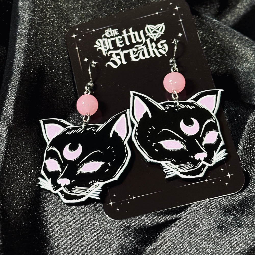 
                      
                        Pink Moon Kitty Earrings
                      
                    