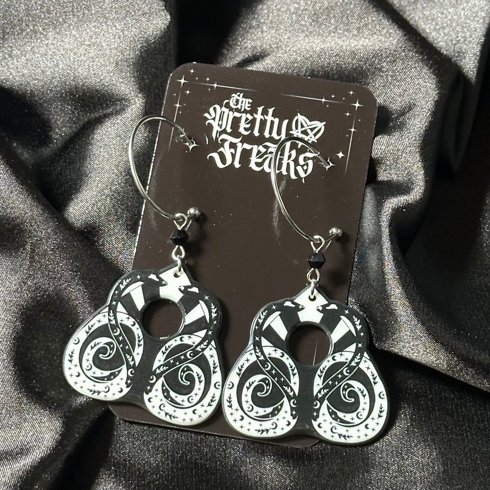 
                      
                        Sandworm Planchette Hoop Earrings,
                      
                    