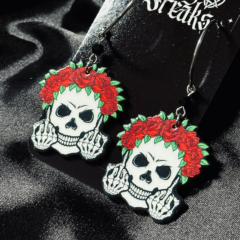 
                      
                        Skeleton Rose Hoop Earrings
                      
                    