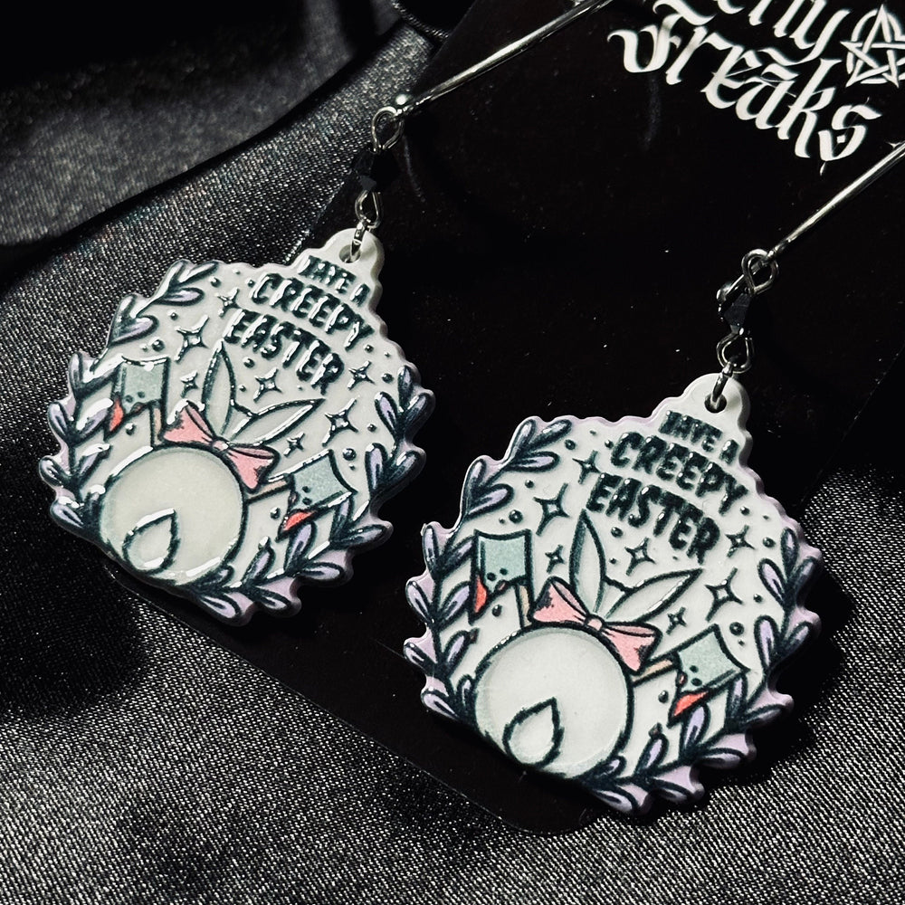 Gothic Creepy Easter Hoop Earrings