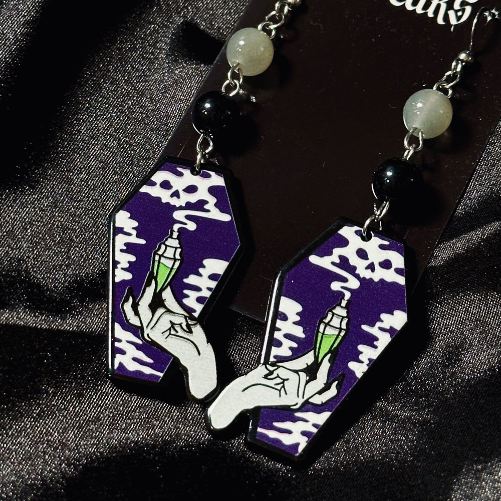 Gothic Poison Coffin Earrings