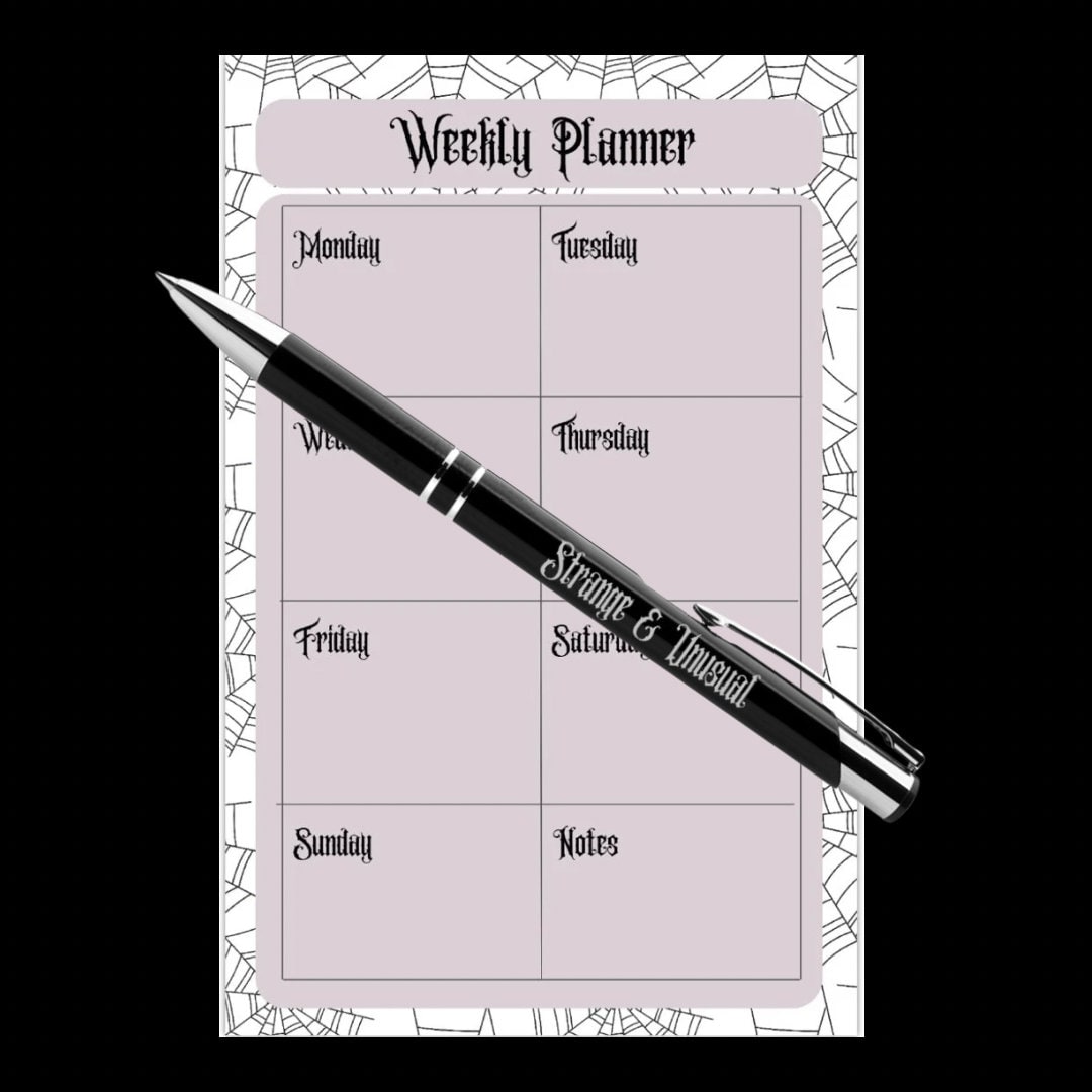 Gothic Weekly Planner Pad, Spiderweb Stationary, Weekly To-Do List, Productivity & Task Management, Spooky Cute Gothic Stationary
