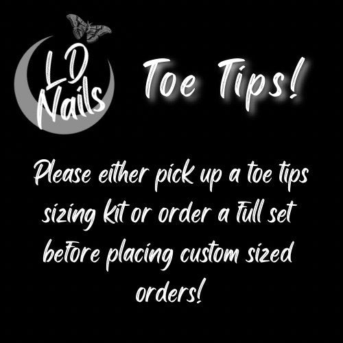 
                      
                        Designed Toe Tips, Toe Press Ons, Vacation Nails, Gothic Pedicure, Goth Summer Nails, Witchy Beach Nails, Resuable False Nails
                      
                    