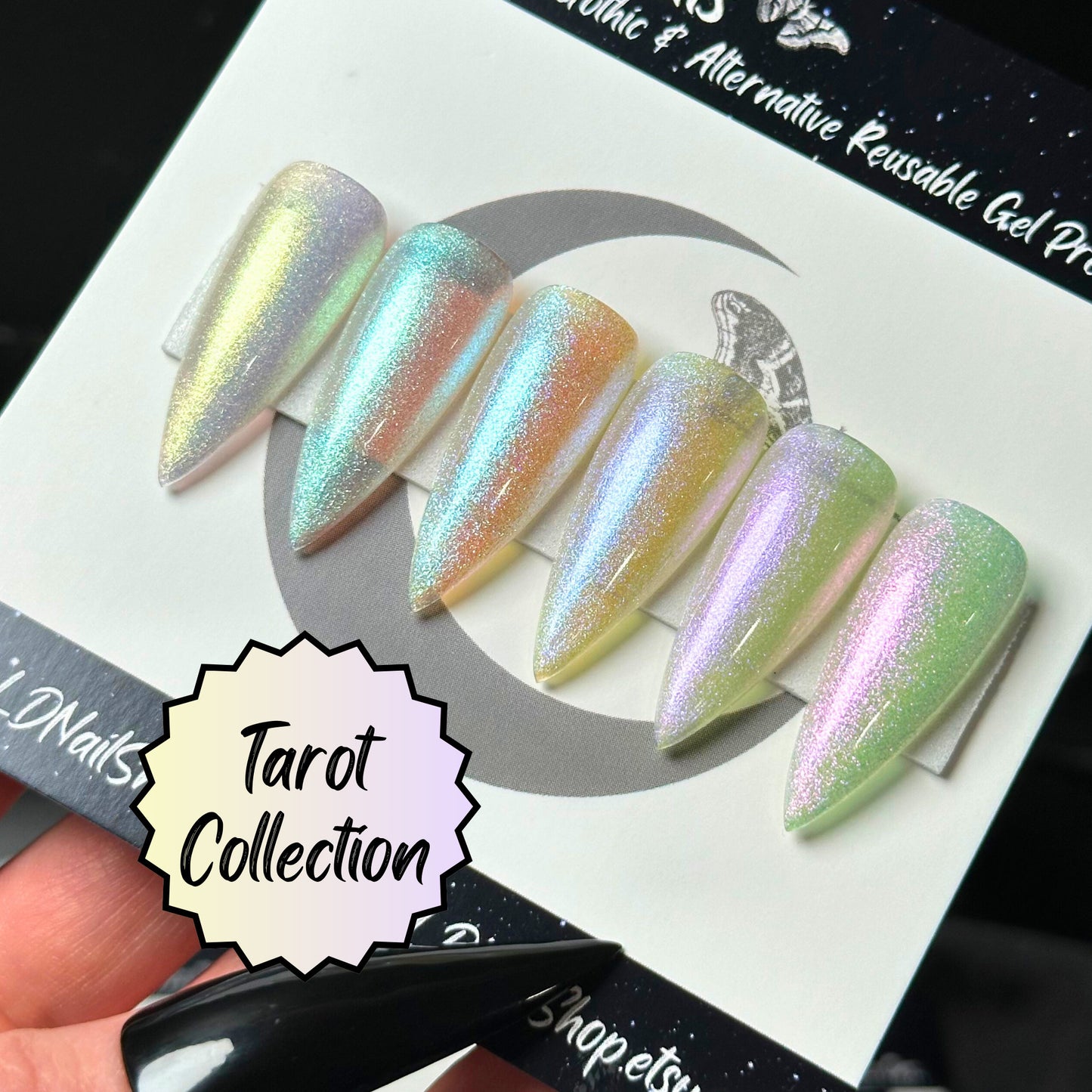 Tarot Collection, Witchy Pastel Glitter Press On Nails, Witchy Spring Nails, Basic Witchy Nails, Reusable False Nails, Alternative Nails