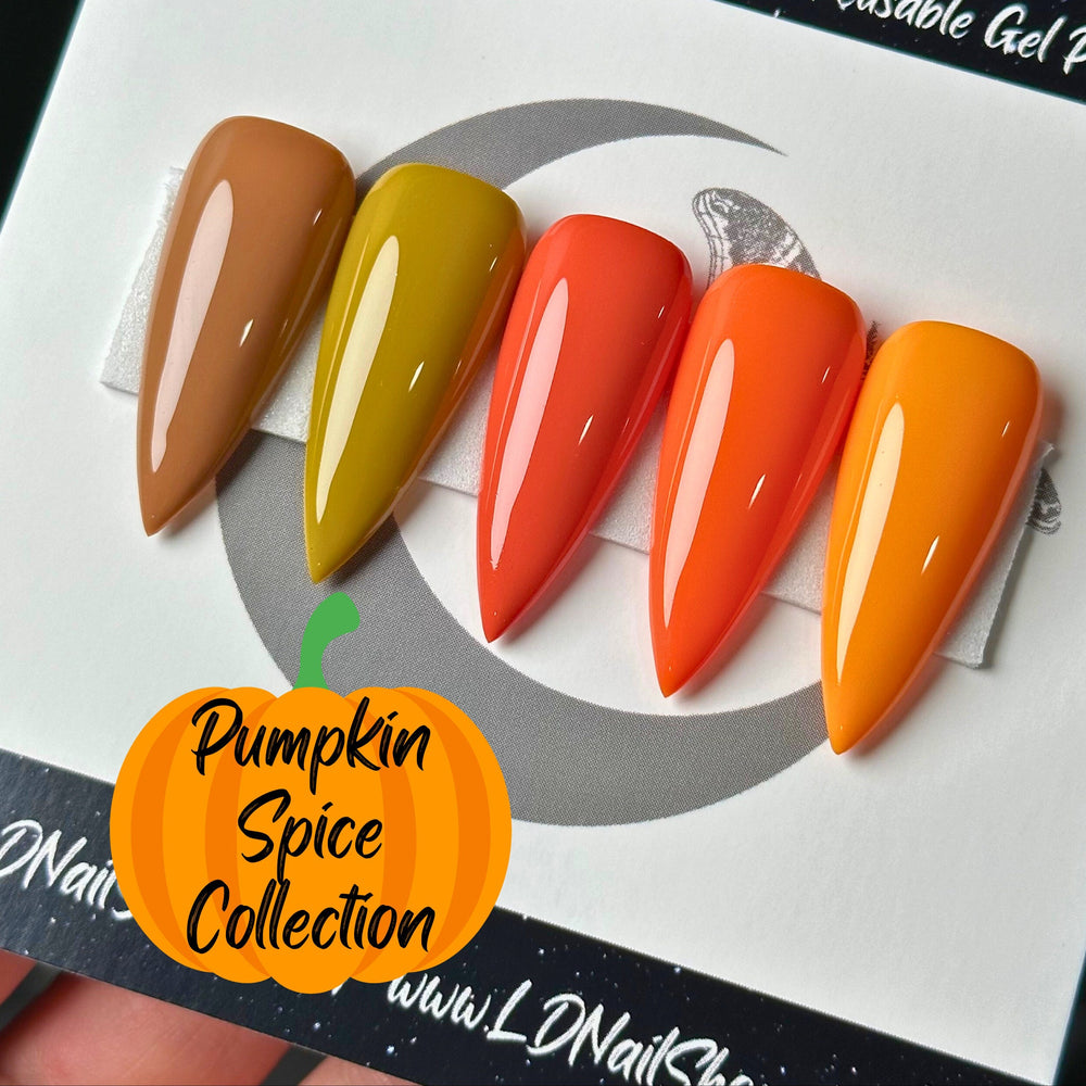 Pumpkin Spice Collection, Orange Halloween Nails, Fall Press On Nails, Basic Autumn Nails, Gothic Nails, Witchy Nails, Reusable False Nails