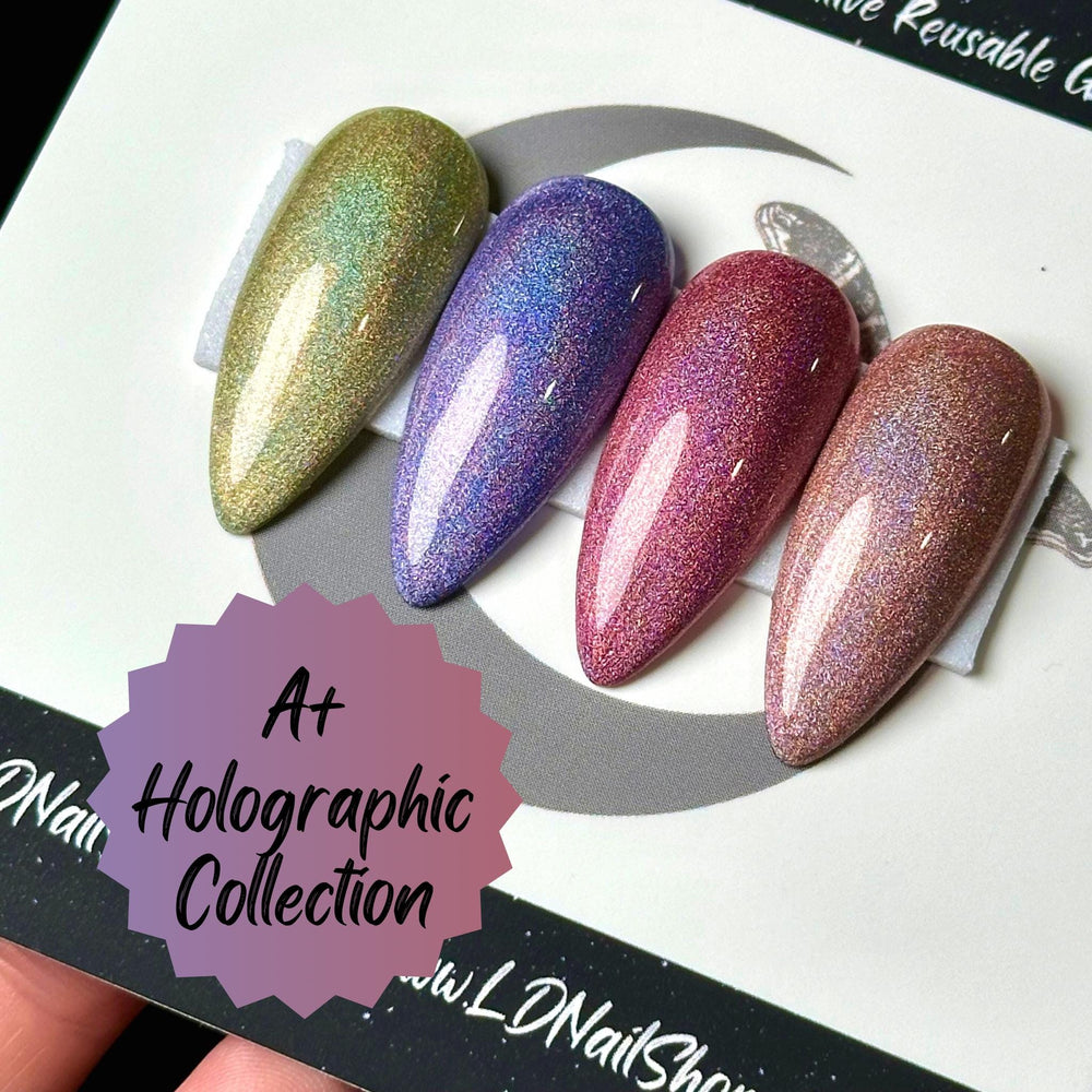 A+ Holographic Collection, Fall Press On Nails, Basic Holo Nails, Gothic Nails, Witchy Nails, Reusable False Nails