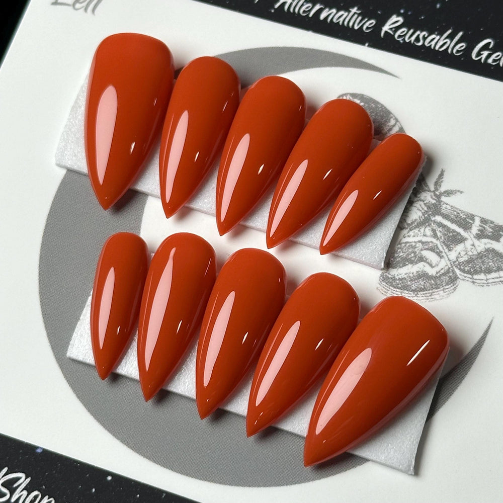 Burnt Orange Press On Nails, Fall Nails, Autumn Nails, Basic Nails, Witchy Nails, Gothic Nails, Minimalist Nails, Reusable False Nails