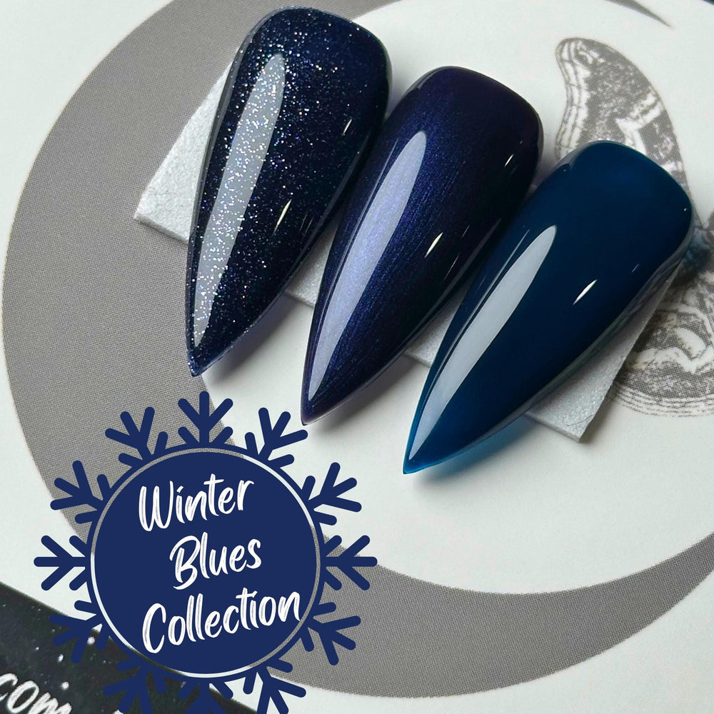 Christmas Blues Collection, Winter Press On Nails, Basic Christmas Nails, Gothic Nails, Witchy Nails, Reusable False Nails