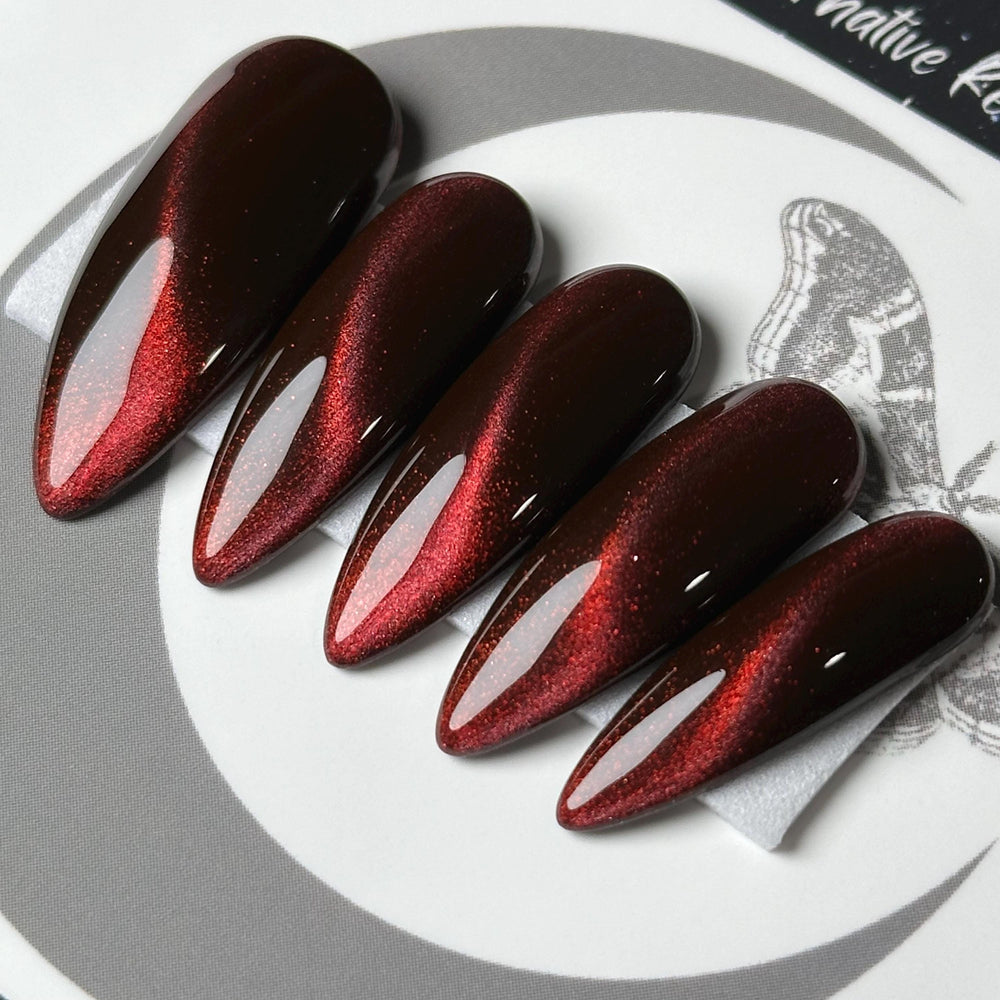 Ruby Cat Eye, Press On Nails, Colour Shift Nails, Cosplay Nails, Gothic Press Ons, Witchy Nails, Reusable False Nails, Alternative Nail