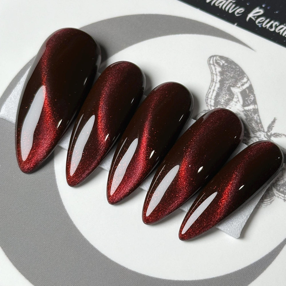 
                      
                        Ruby Cat Eye, Press On Nails, Colour Shift Nails, Cosplay Nails, Gothic Press Ons, Witchy Nails, Reusable False Nails, Alternative Nail
                      
                    