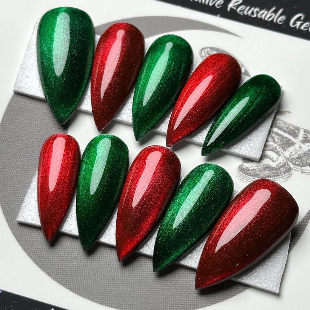 
                      
                        Red & Green Christmas Glass Nails, Press On Nails, Winter Nails, Gothic Press Ons, Witchy Nails, Reusable False Nails, Alternative Nail
                      
                    