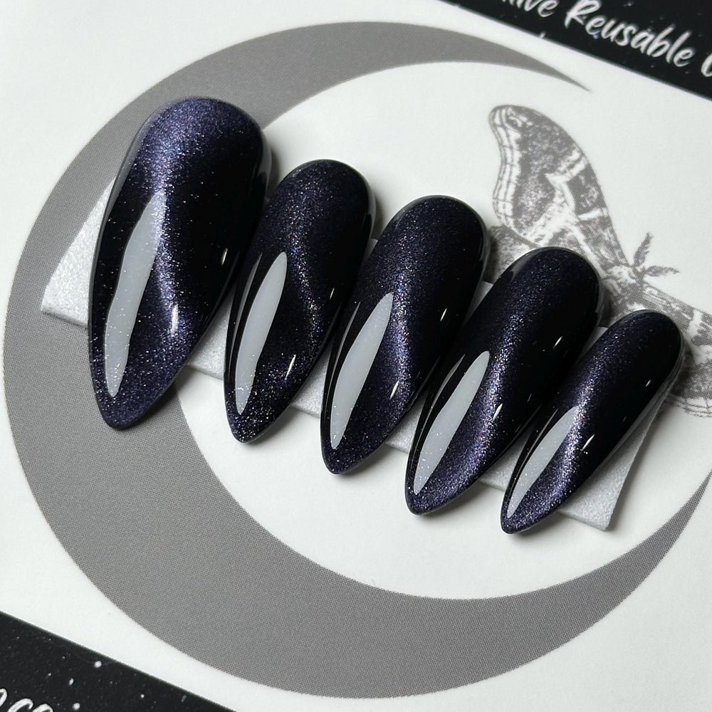 
                      
                        Midnight Cat Eye, Press On Nails, Colour Shift Nails, Cosplay Nails, Gothic Press Ons, Witchy Nails, Reusable False Nails, Alternative Nail
                      
                    