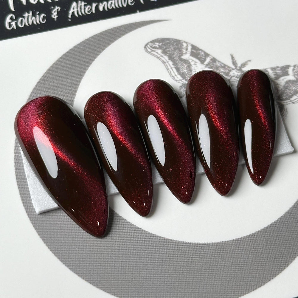 
                      
                        Ruby Cat Eye, Press On Nails, Colour Shift Nails, Cosplay Nails, Gothic Press Ons, Witchy Nails, Reusable False Nails, Alternative Nail
                      
                    