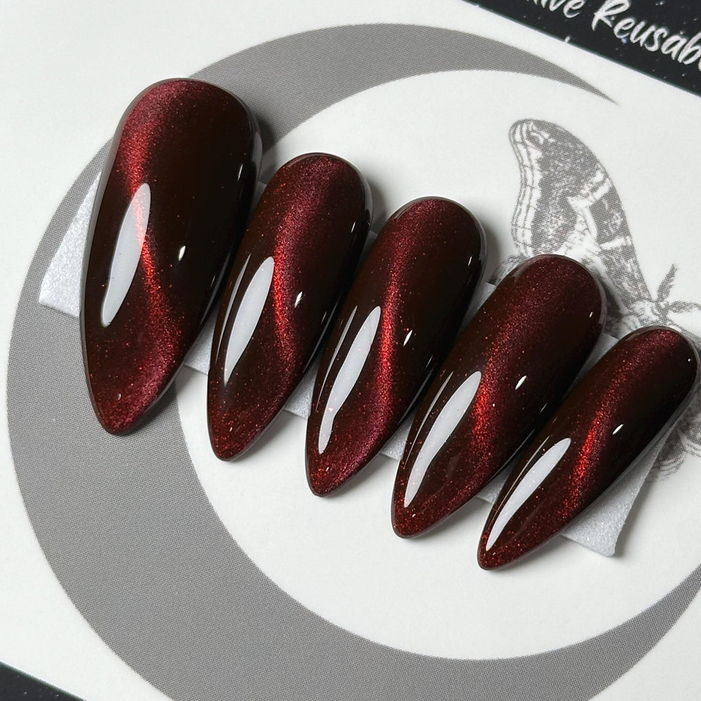 
                      
                        Ruby Cat Eye, Press On Nails, Colour Shift Nails, Cosplay Nails, Gothic Press Ons, Witchy Nails, Reusable False Nails, Alternative Nail
                      
                    