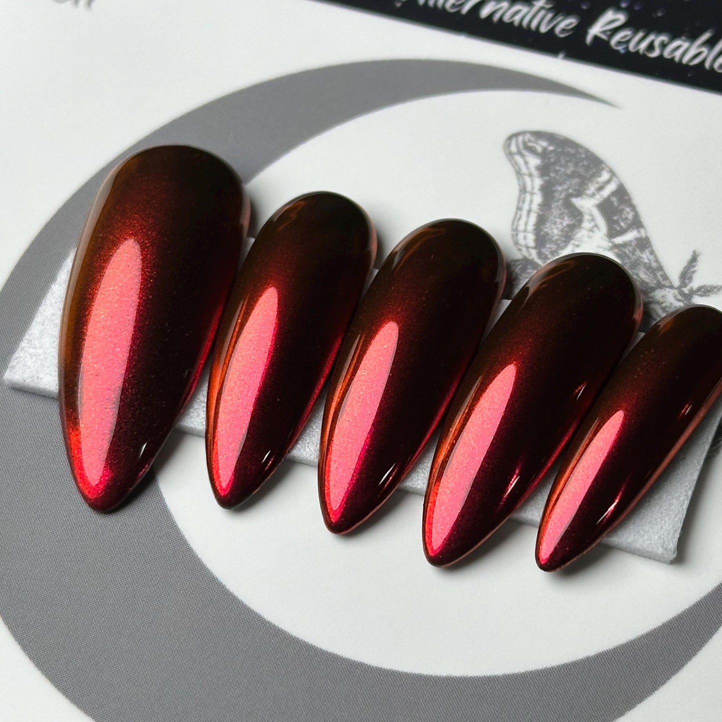 Bloodlust Chrome, Red Chrome Press On Nails, Chrome Nails, Gothic Nails, Witchy Nails, Basic Nails, Reusable False Nails